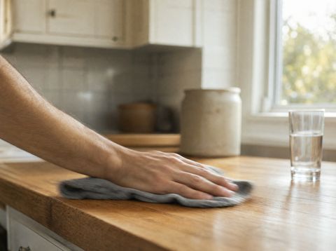 Cuisine résidentielle propre et rangée après un ménage régulier